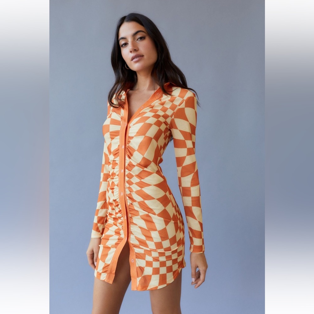 Orange checkered dress , scrunch detail , never work forgot I owned it :)